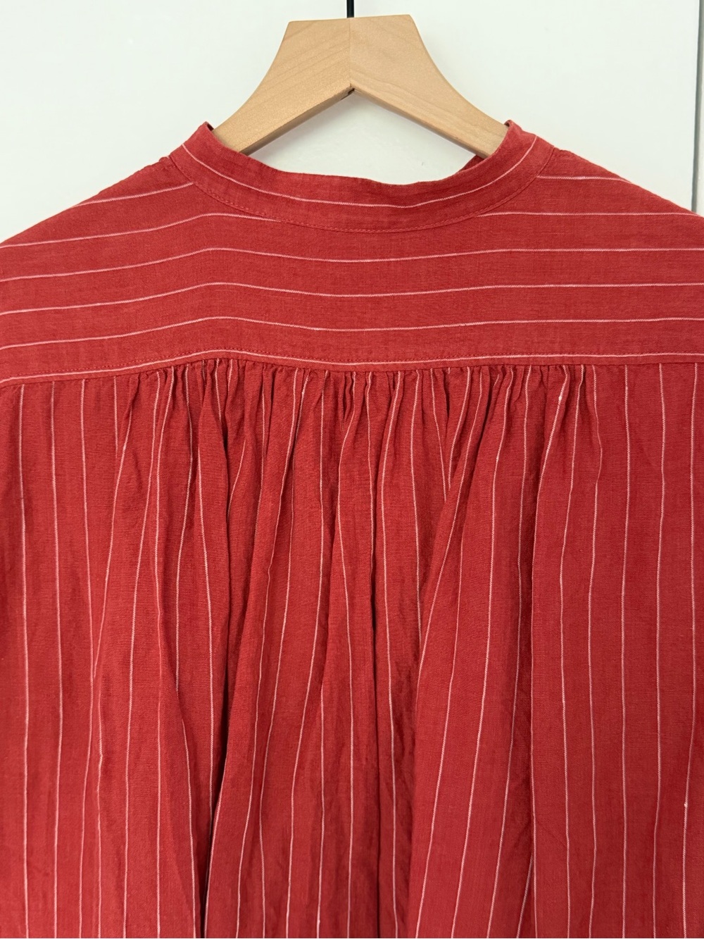 Muni linen pinstripe top Red L - Picture 5 of 9